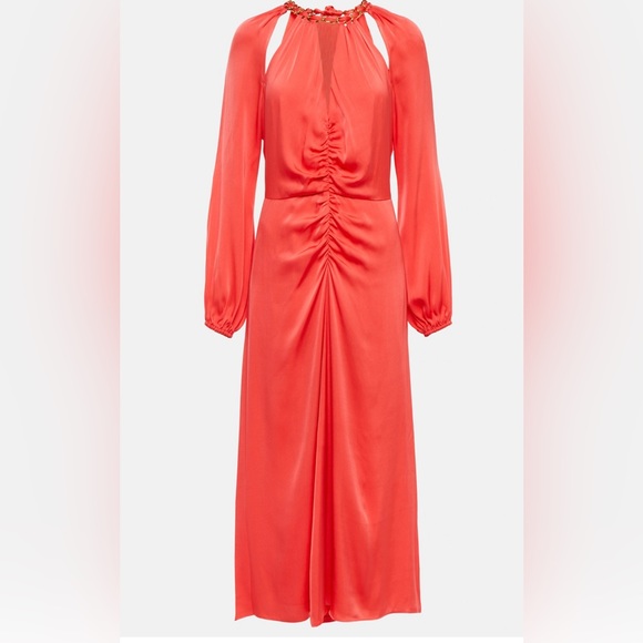 NWT Veronica Beard Fayla Chain-Detail Dress in Watermelon